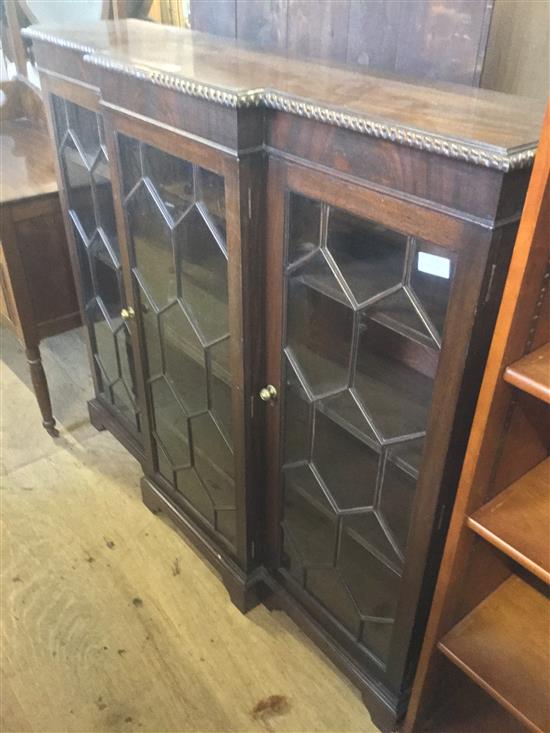 Mahogany glazed breakfront bookcase